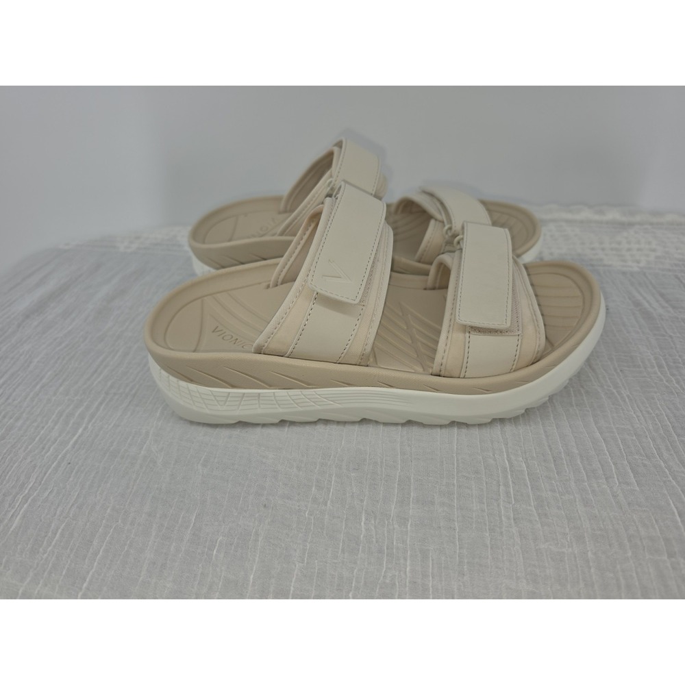 Vionic Renewal Adjustable Recovery Slide Sandals Cream Tan Women's Size 8 - Picture 4 of 16